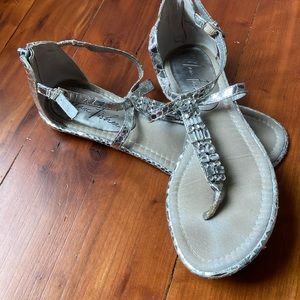 Marc Fisher gently worn silver jewel strap sandals size 8.5